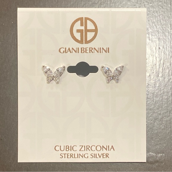 Giani Bernini Cubic Zirconia Butterfly Stud Sterling Silver Earrings - Picture 2 of 10